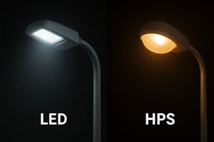 LED street light and HPS street light side by side comparison-1