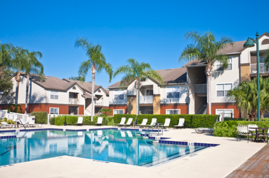 Pool area at a South Florida condo community Pool area at a South Florida condo community