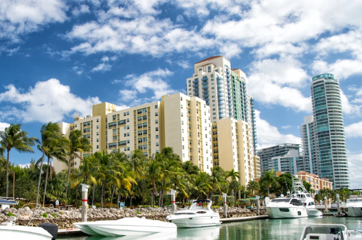 South Florida high-rise condos with boats in the foreground